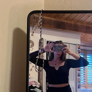 Free People Black Long Sleeve Crop Top